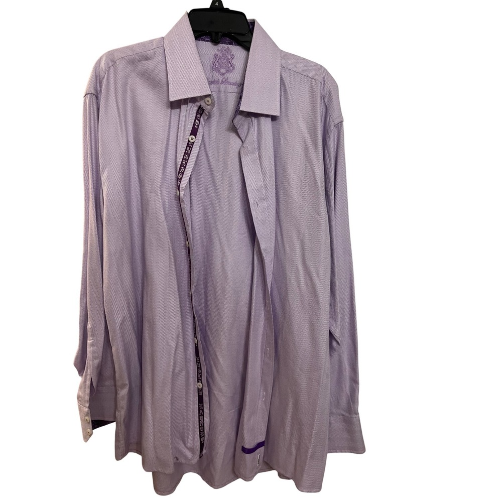 English Laundry Mens DressShirt Lavender MicroDot Pattern Button Down 17.5 34/35